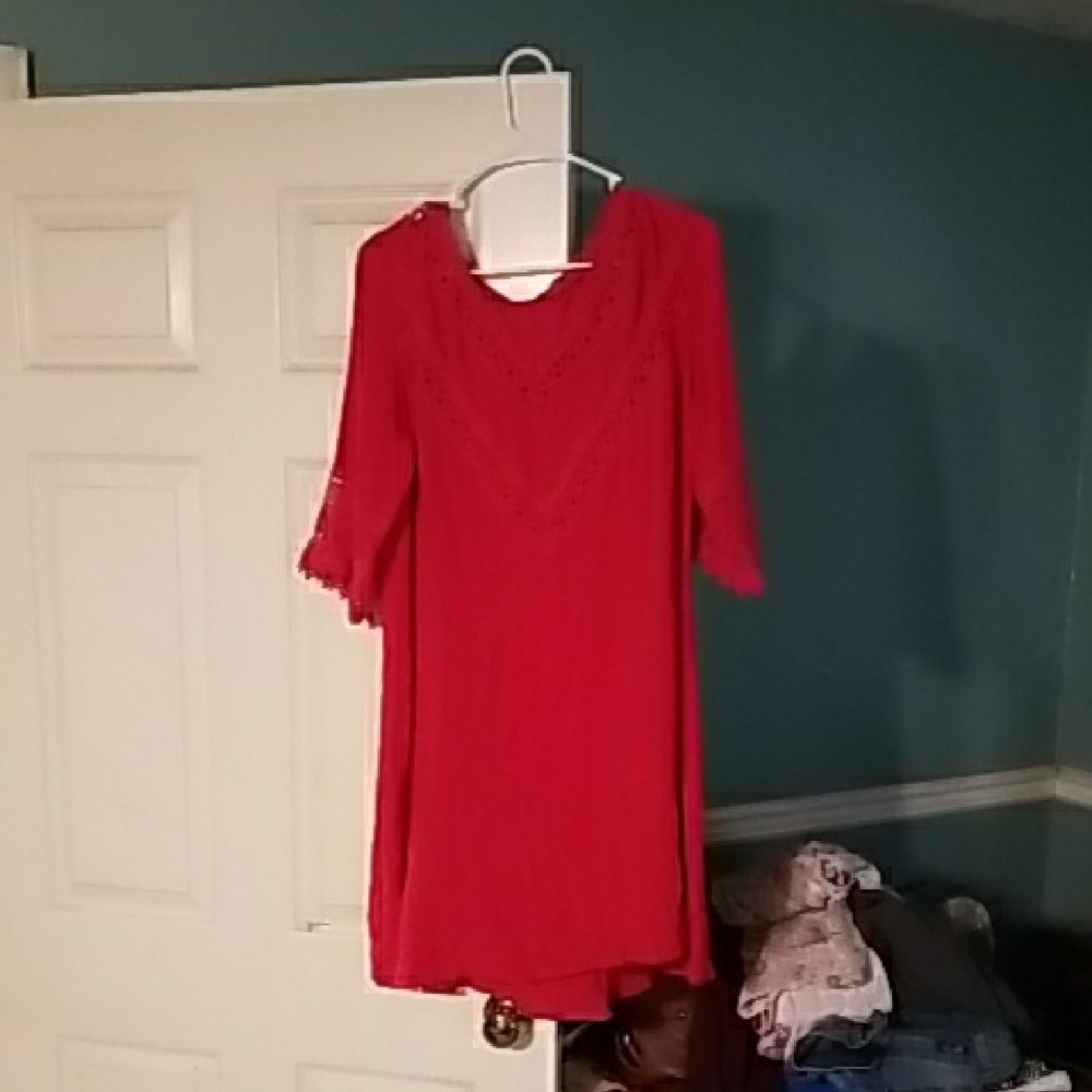 Wrangler Red Sheath Dress with Bell Sleeves